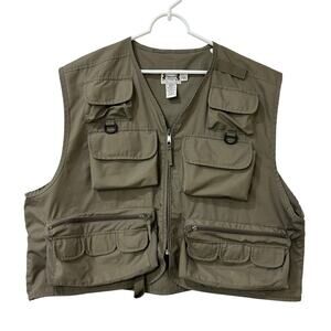 Herter's Mens Size Large Brown Canvas Utility Fishing Vest Outdoors Pockets